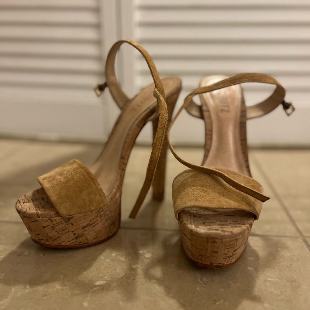 SCHUTZ Barely Worn Beautiful High Beige/Cork High Heels